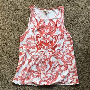 Lucky Brand Red White Embroidered Top Small